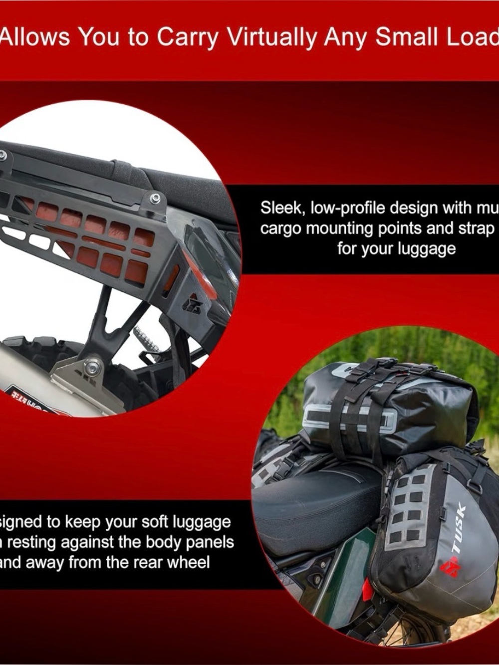 Tusk Soft Luggage Rack – Heavy Duty Rear Rack Support - Picture 3 of 5